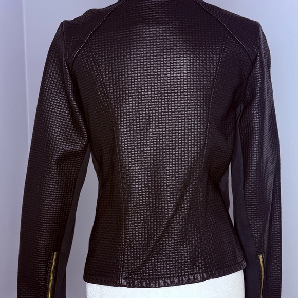 Calvin Klein Black Textured Leather Jacket - Picture 4 of 8